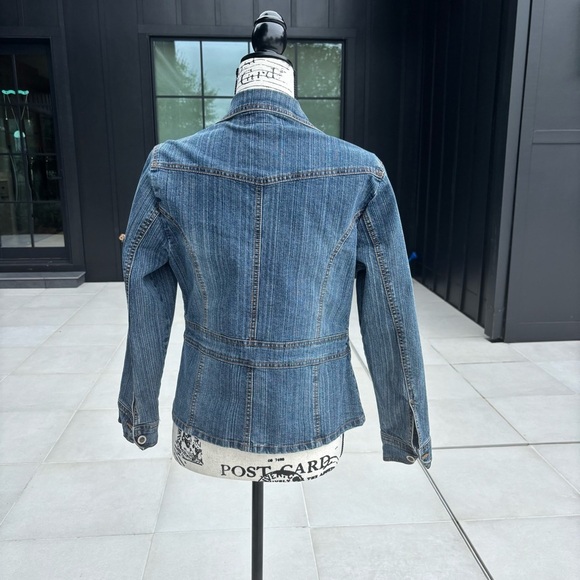 Y2K Duck Head Petite Stretch Denim Jacket – Fitted Boho Style - Picture 2 of 4